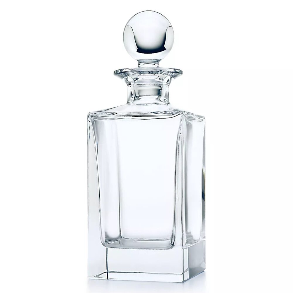 New Tiffany and Co. Classic Square Decanter Ball Stopper in Crystal Glass